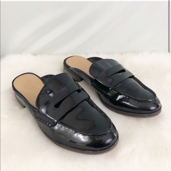 Franco Sarto Patent Slide Loafers Black Size 7.5 - Picture 2 of 8